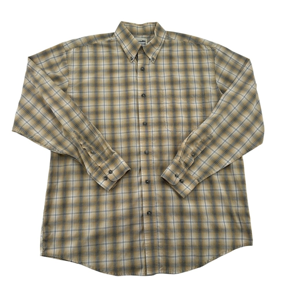 Wrangle Men M Riata Plaid Button Down Long Sleeve Shirt Western Cowboy Vintage